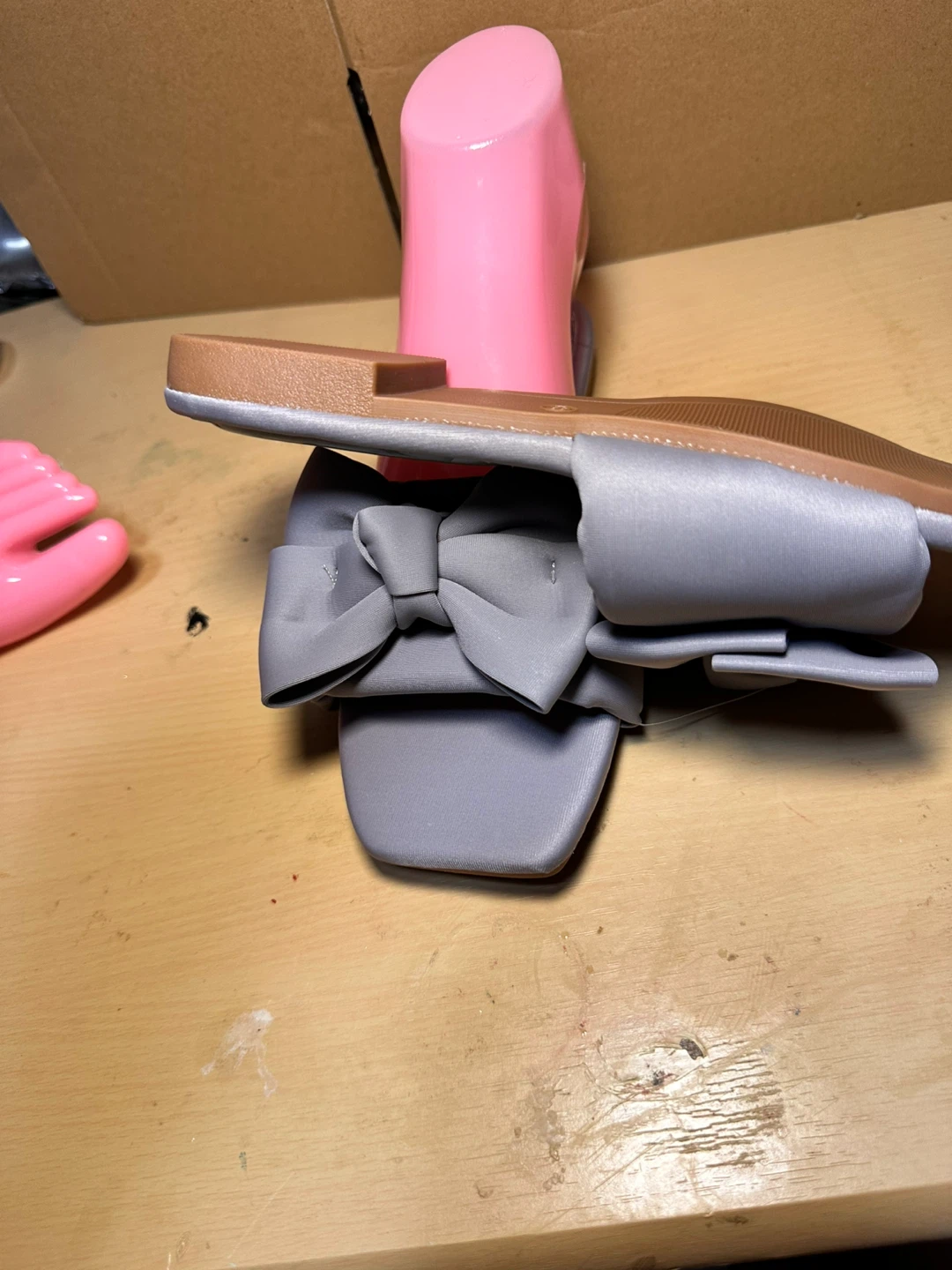 Grey Bow Slide Sandals - photo 2