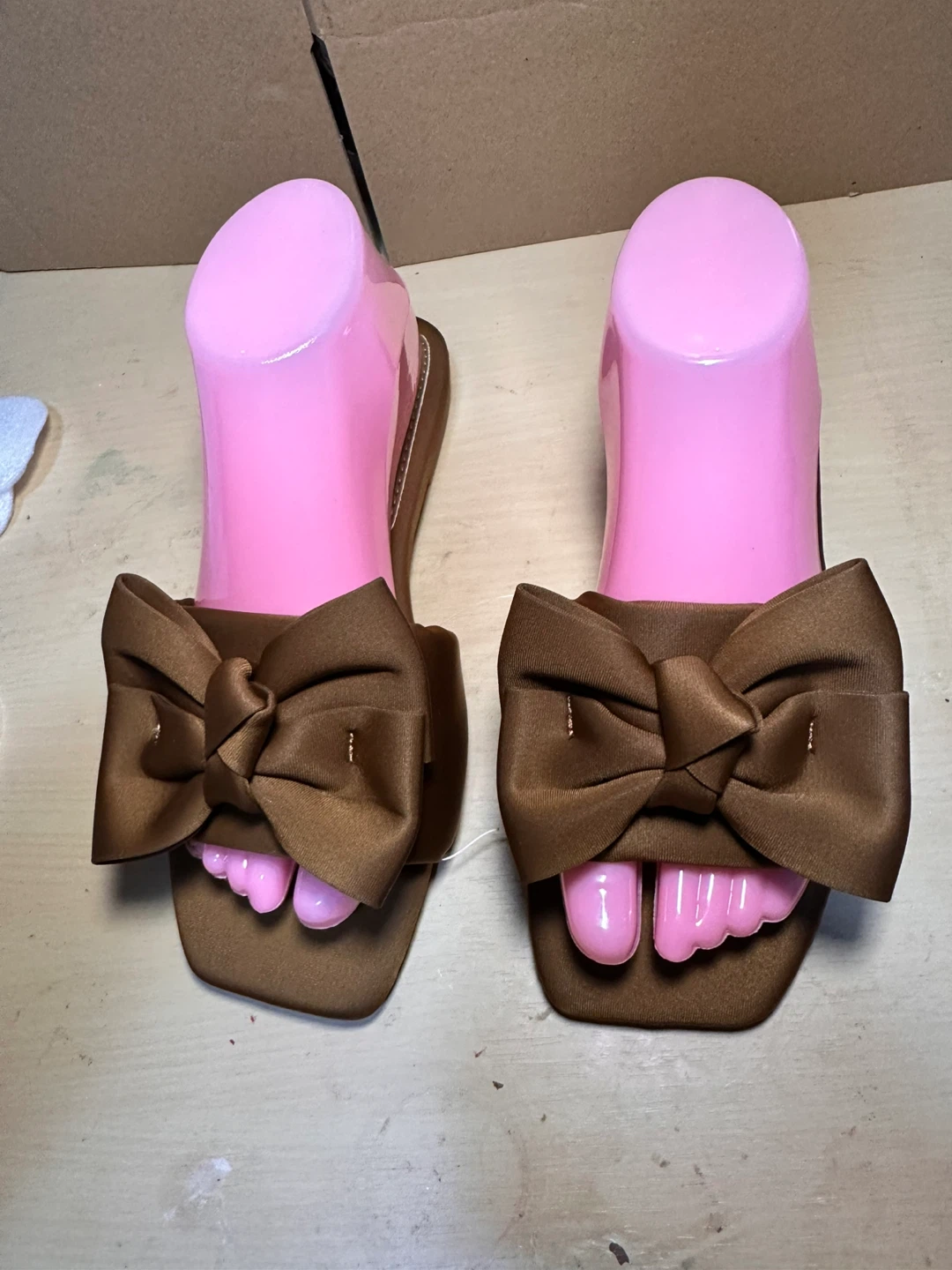 Women's Brown Bow Flat Sandals