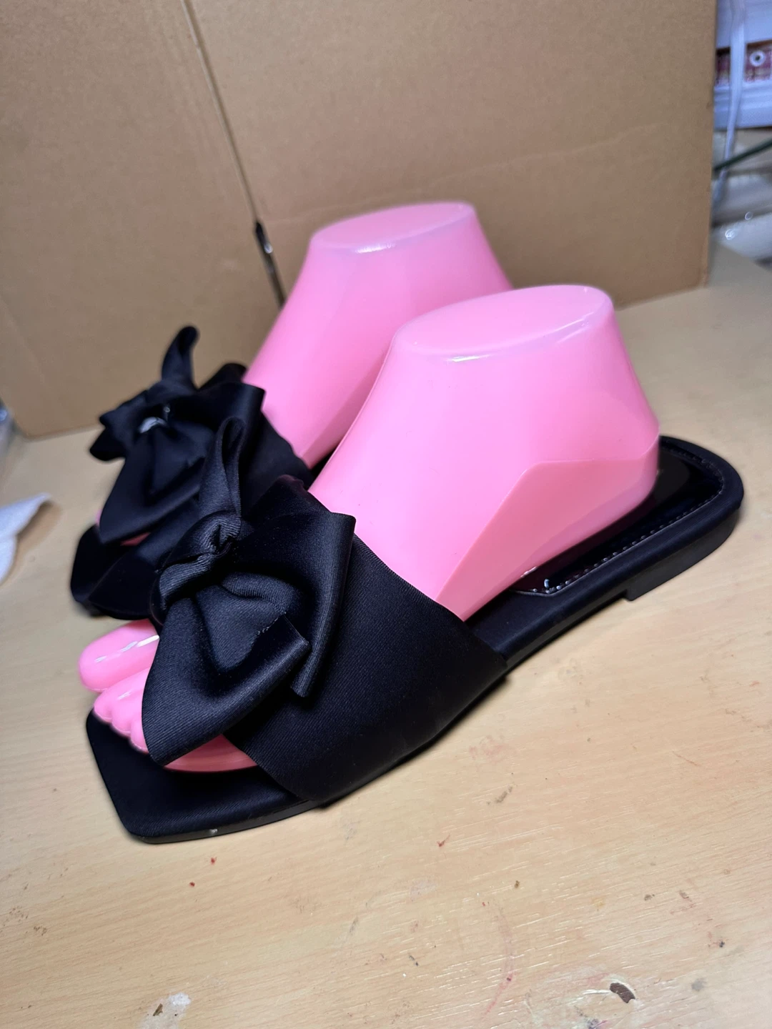 Black Bow Slide Sandals