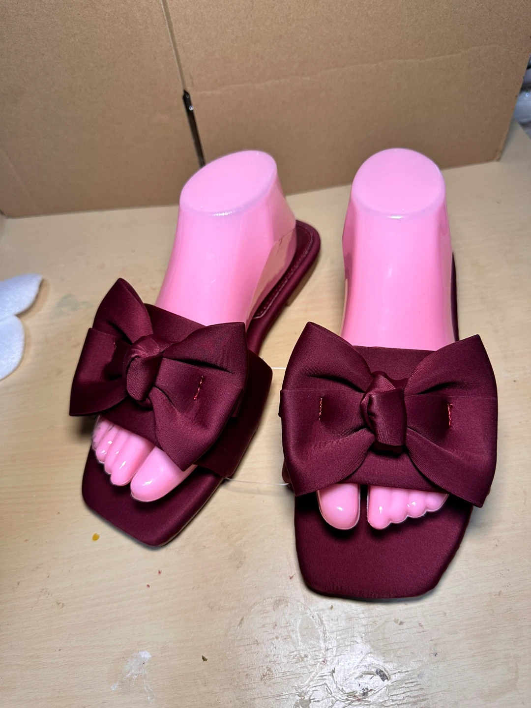 Maroon Bow Slide Sandals Women's Size Unknown - photo 2