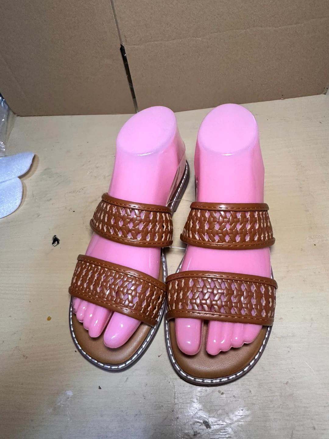 Women's Brown Woven Strap Slide Sandals - photo 2
