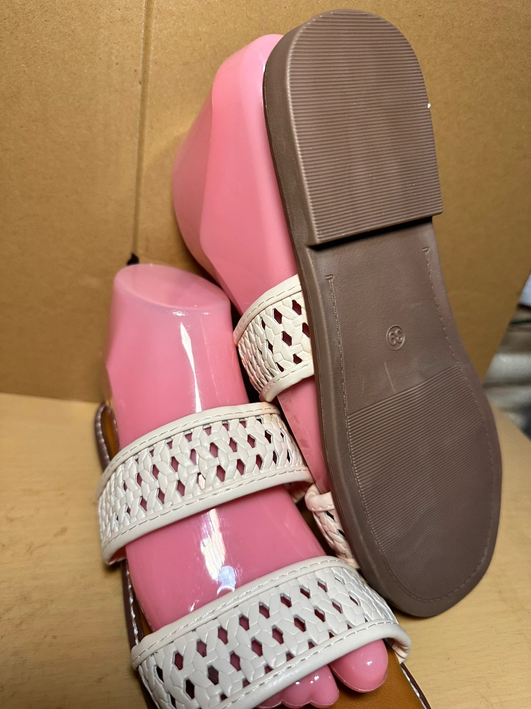 Women's White Woven Strap Slide Sandals - photo 3