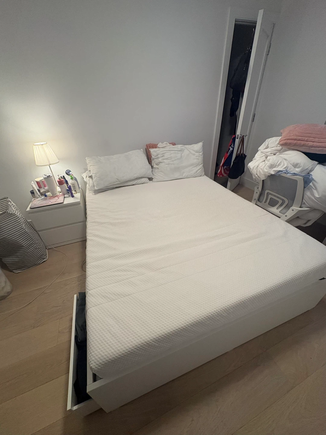 IKEA White Bed Frame with Storage Drawers