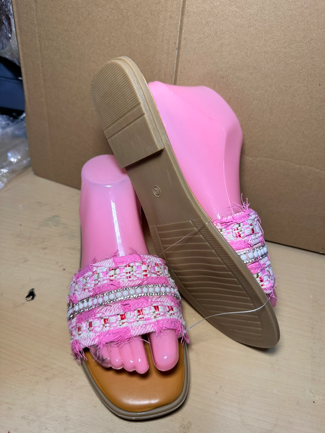 Pink Embellished Slide Sandals - photo 3