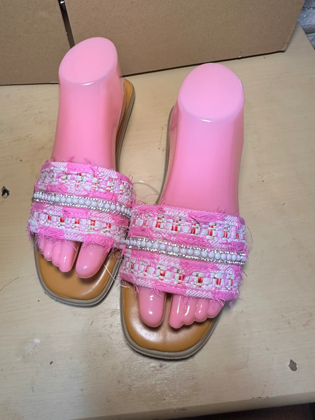 Pink Embellished Slide Sandals - photo 2