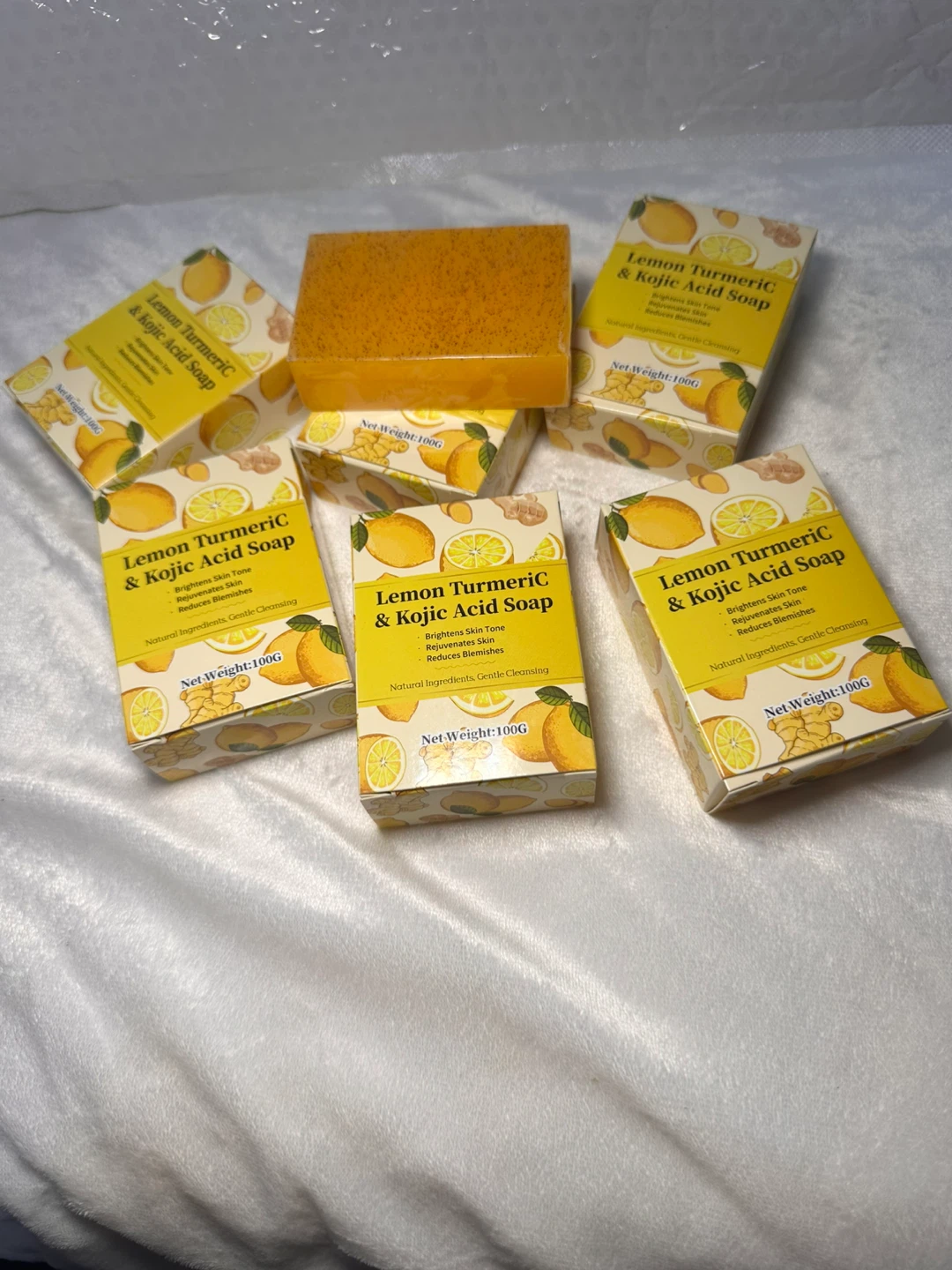 6 bar Lemon Turmeric & Kojic Acid Soap - 100g Bars - photo 3