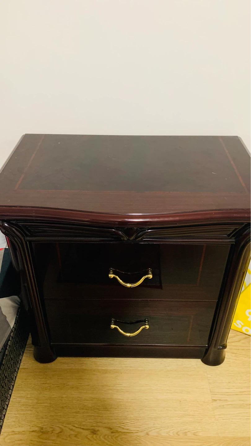 Dark Wood Nightstand with Two Drawers - photo 3