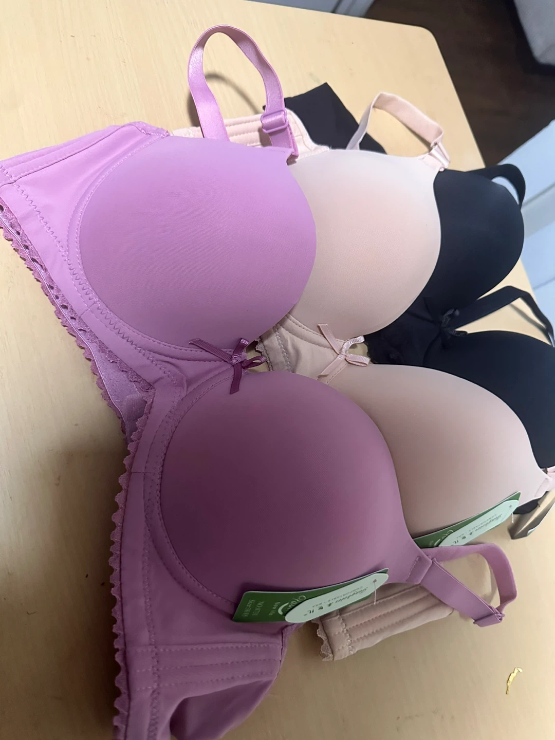 3 Pack Women's Padded Push-Up Bras - Black, Nude, Purple - photo 2