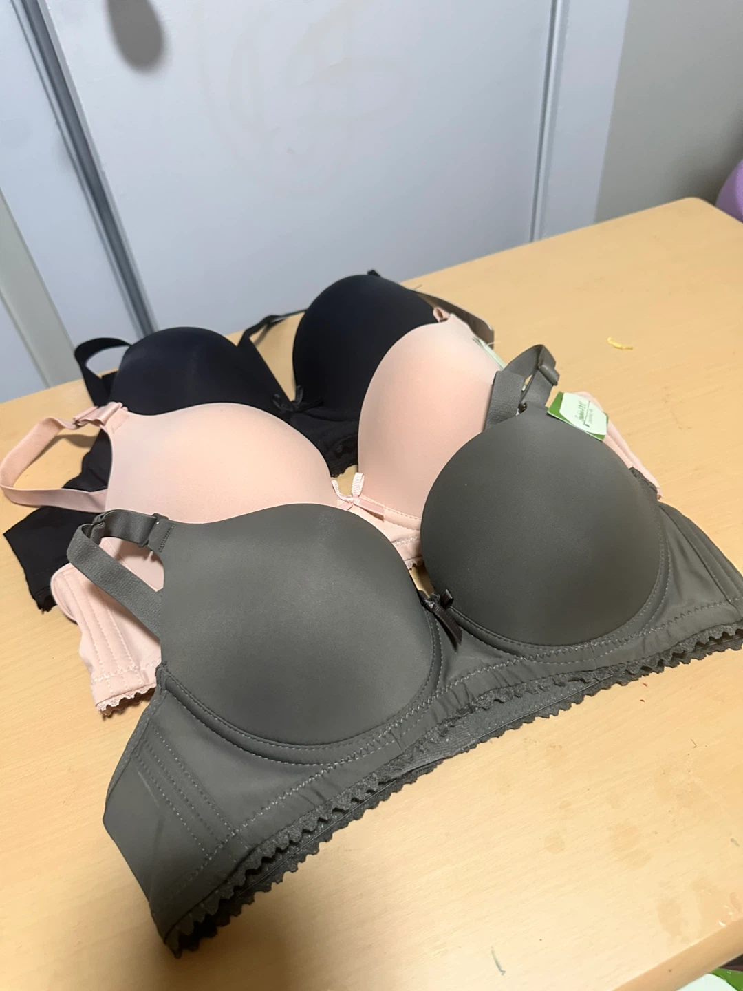 Set of 3 Women's Push-Up Bras - Black, Pink, and Grey - photo 2