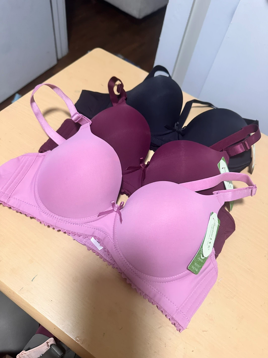 Set of 3 Bras - Pink, Burgundy, Black - photo 2
