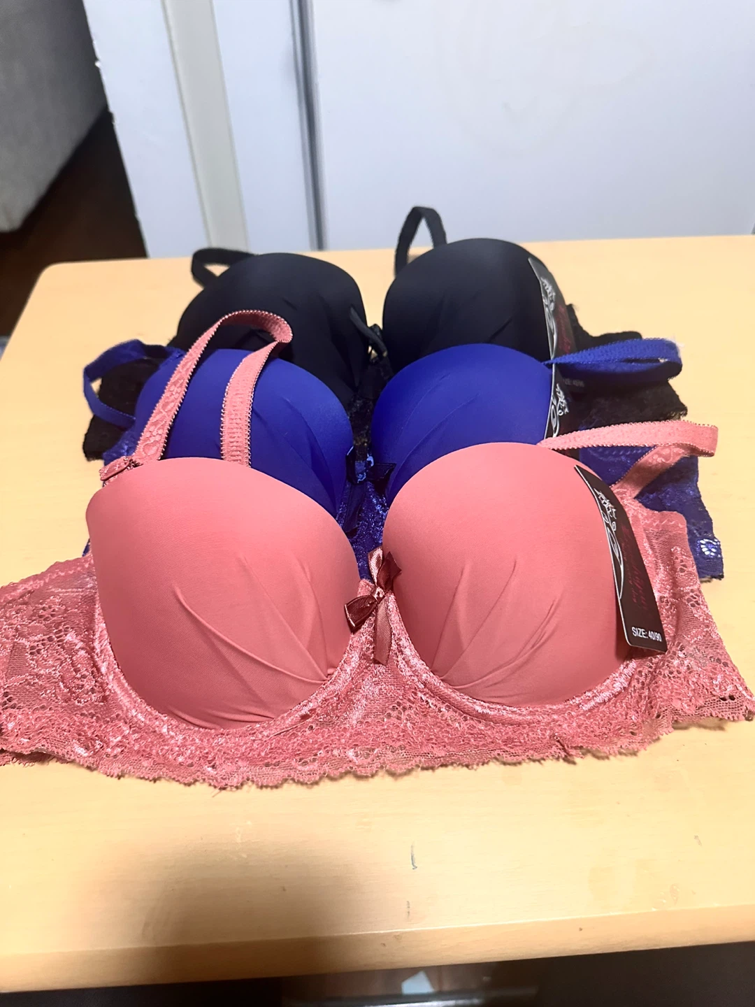 Assorted Bras - Black, Blue, Pink