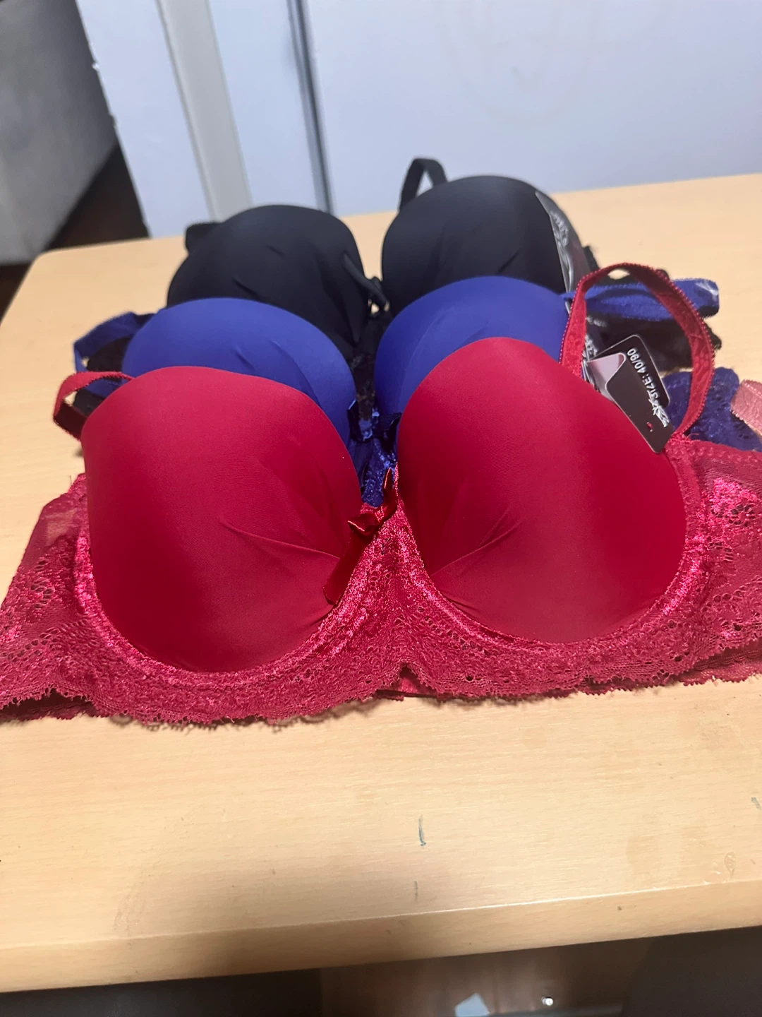 3 Pack Bras - Red, Royal Blue, Black