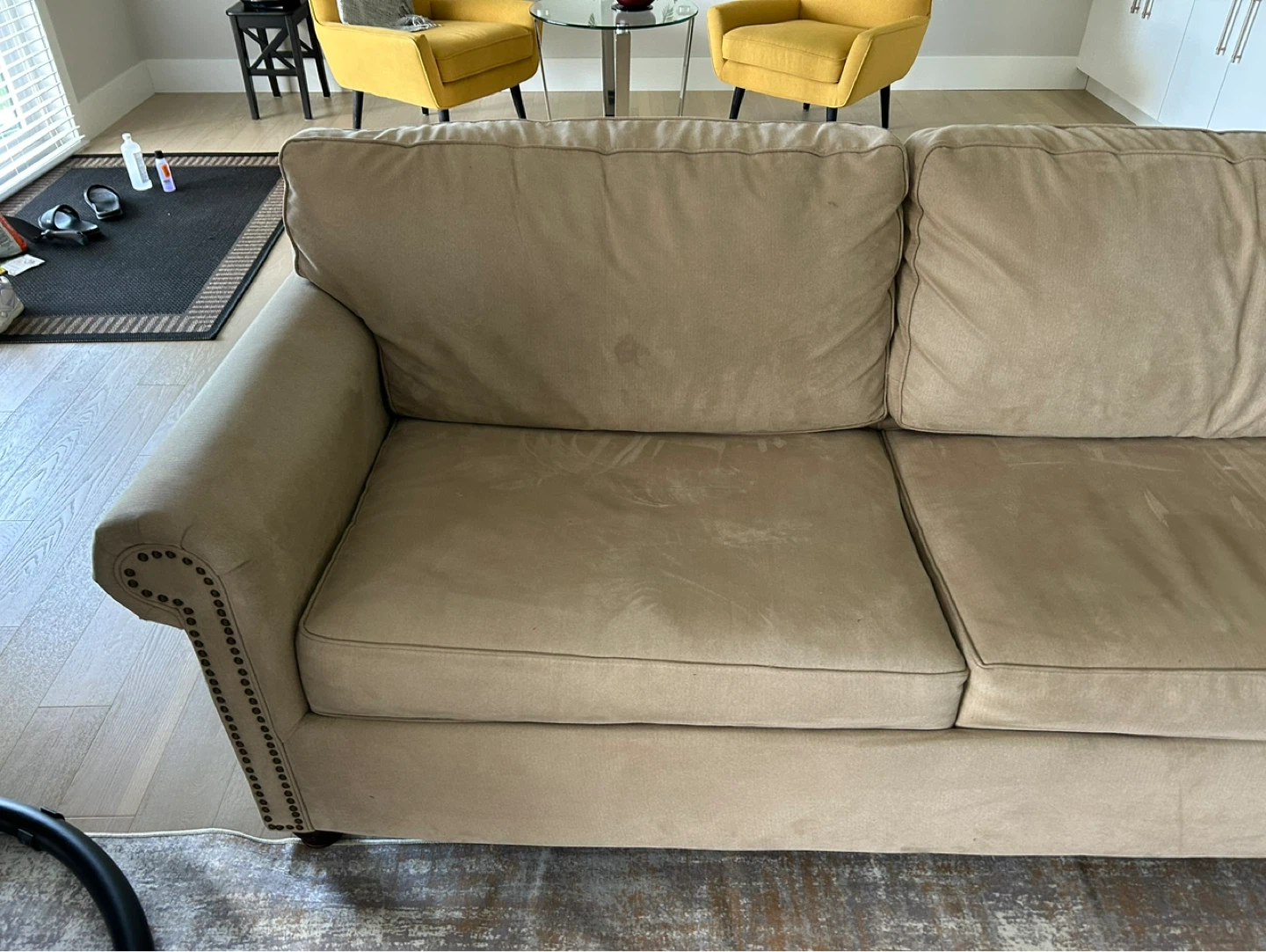 Tan Sofa cum bed with Nailhead Trim - photo 2