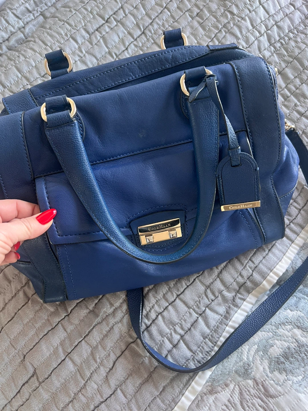Cole Haan Blue Leather Satchel Handbag - photo 2