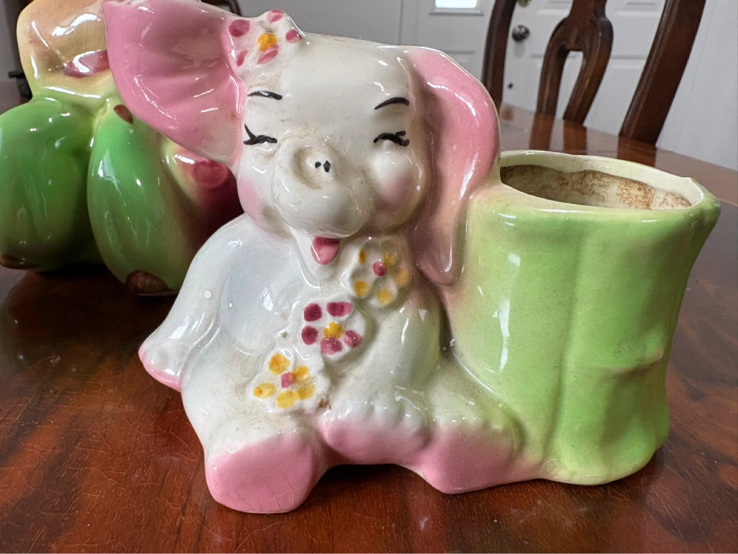 Set of 3 Ceramic Planters - Dog, Elephant, and Person Figurines - photo 2