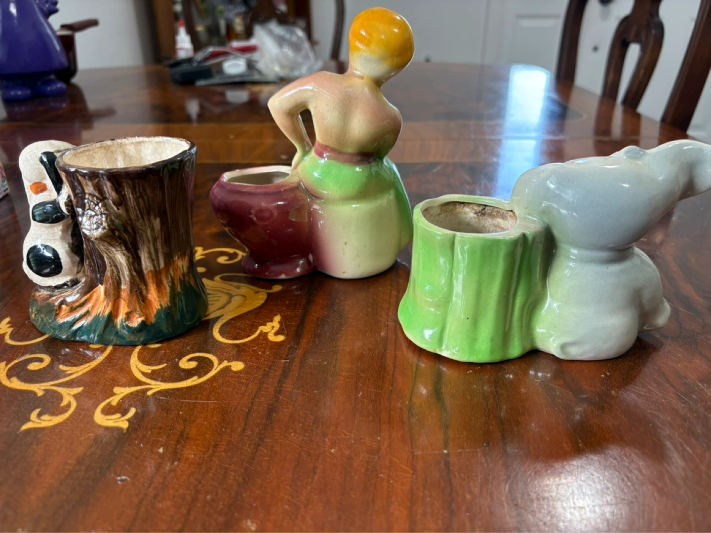 Set of 3 Ceramic Planters - Dog, Elephant, and Person Figurines - photo 5