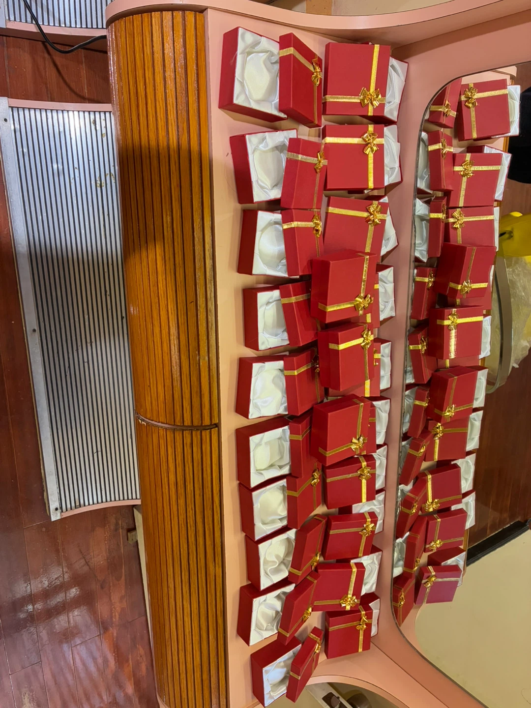 Red Gift Boxes with Gold Ribbons