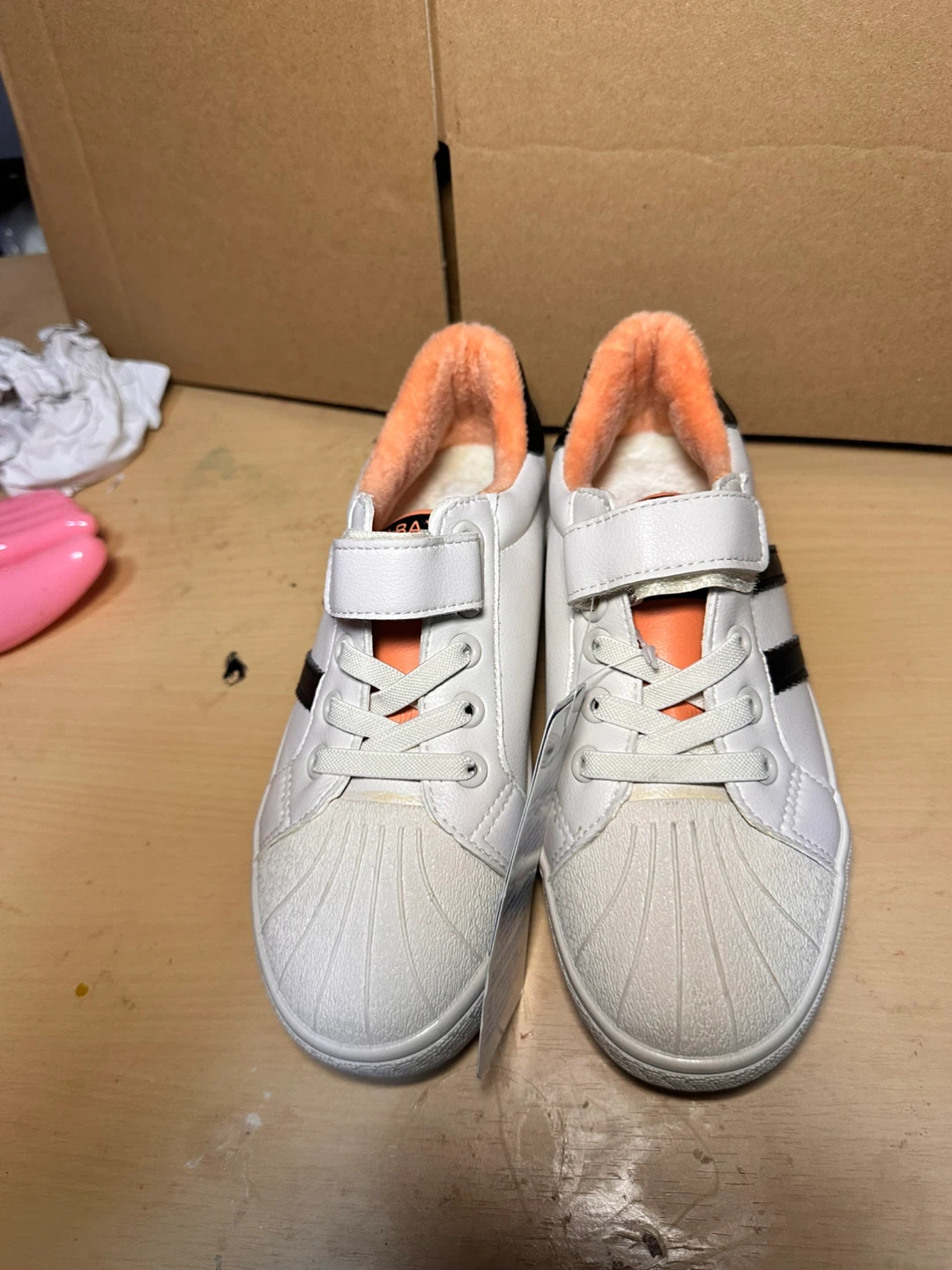 Babaya White Kids Sneakers with Orange Lining - photo 2