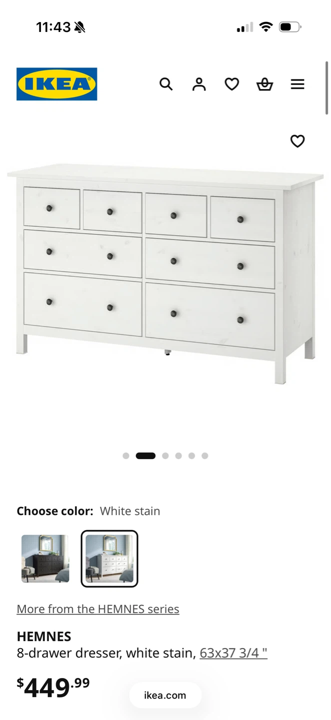 IKEA HEMNES 8-Drawer Dresser - White Stain - photo 4