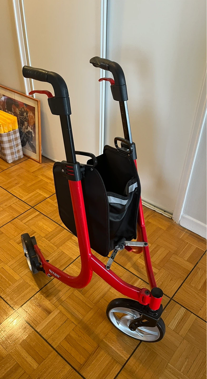 red Nitro rollator walker with bag