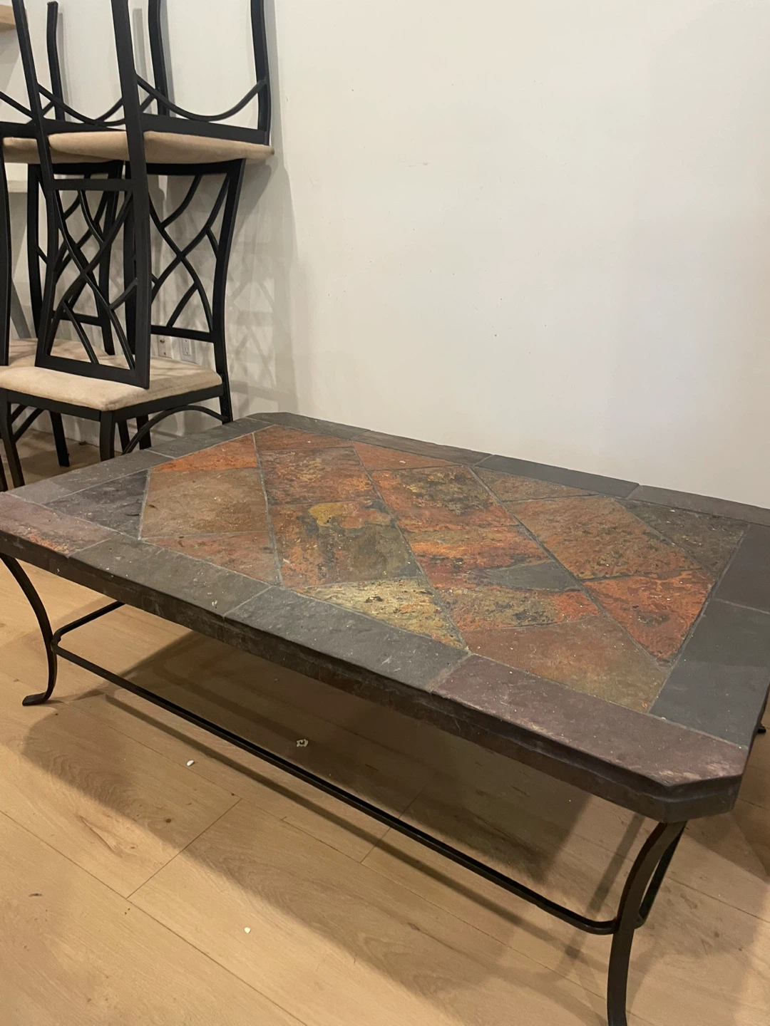 Rectangular Coffee Table with Slate Tile Top