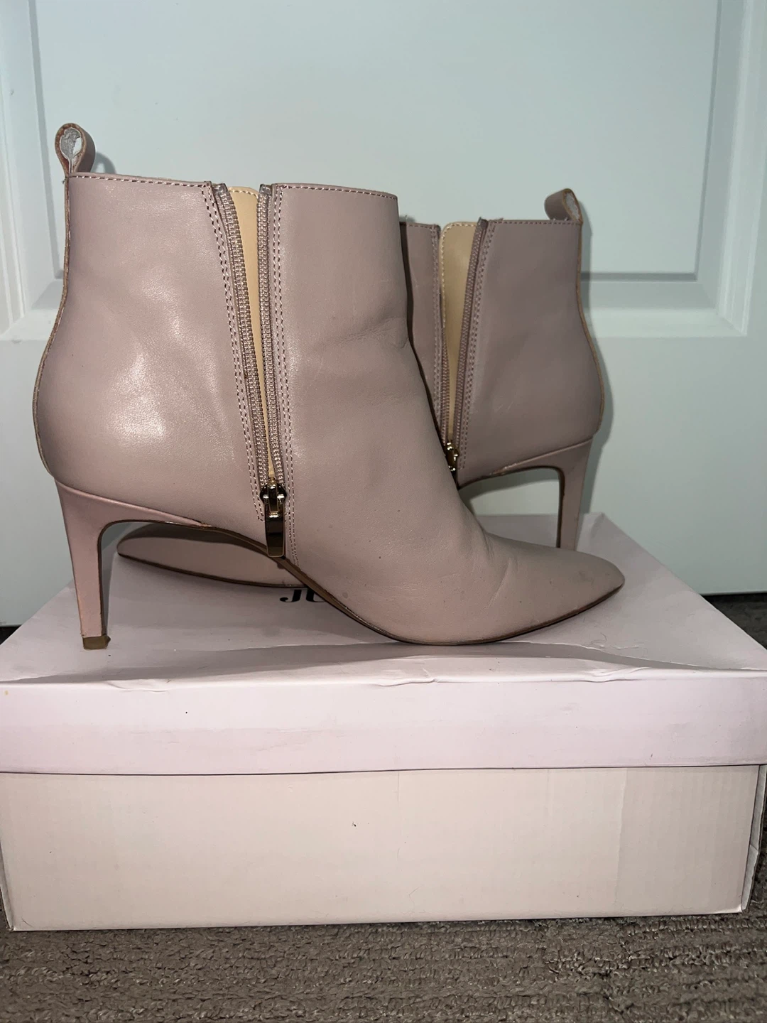 En Thread Pink Leather Pointed Toe Ankle Boots - photo 3