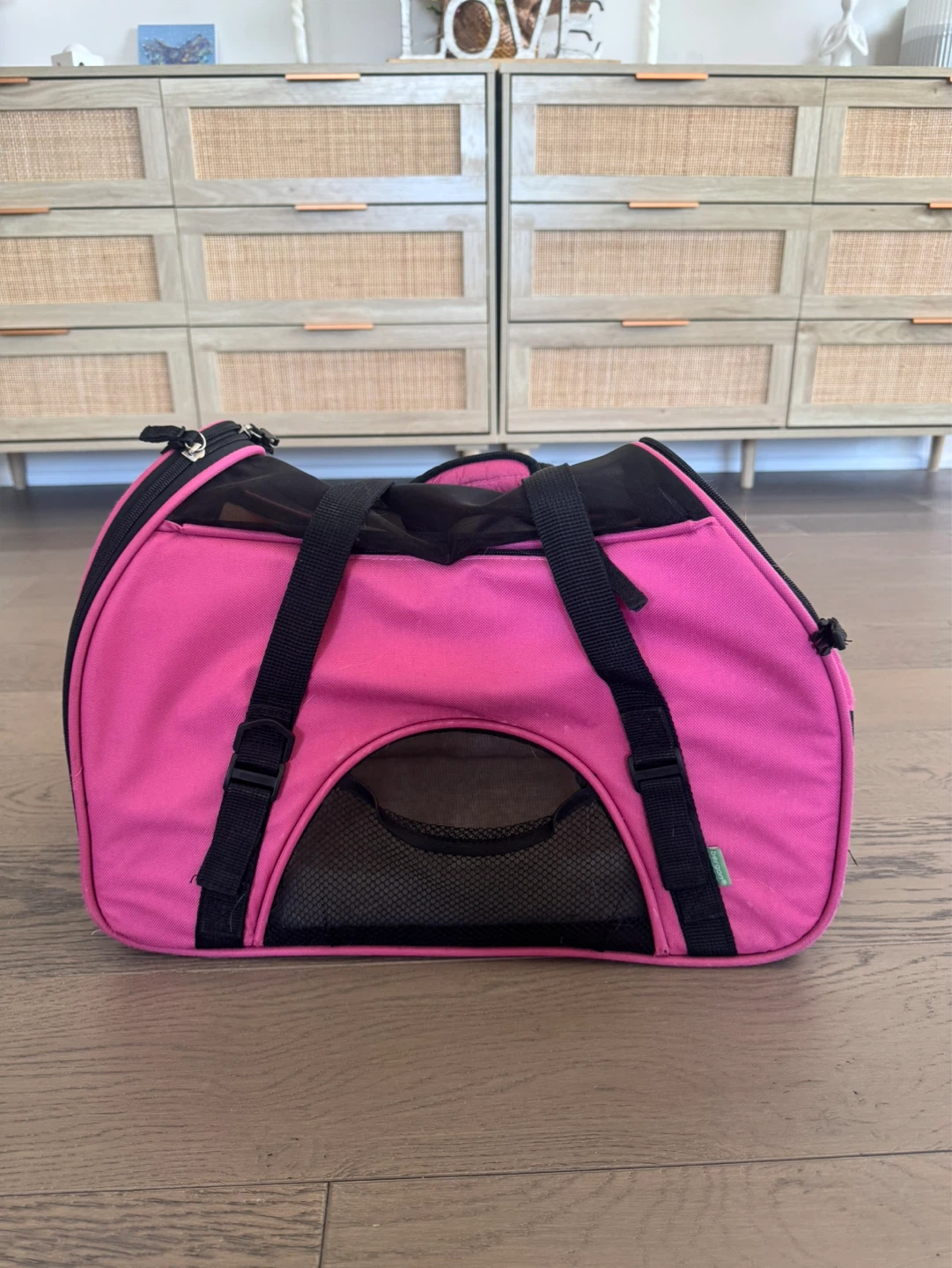 Pink Pet Carrier Bag with Mesh Windows