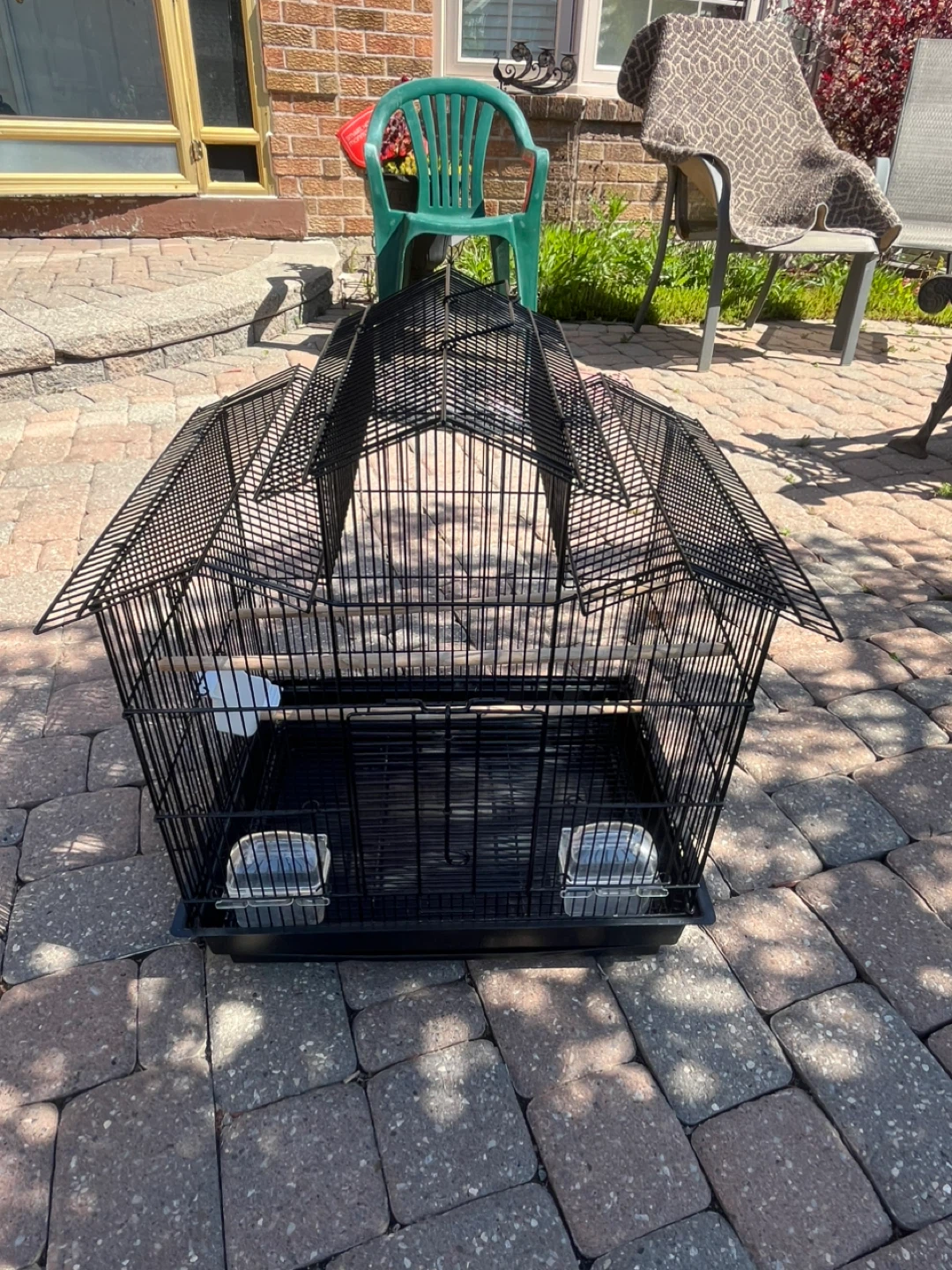 Black Bird Cage with Perch and Feeders - photo 3