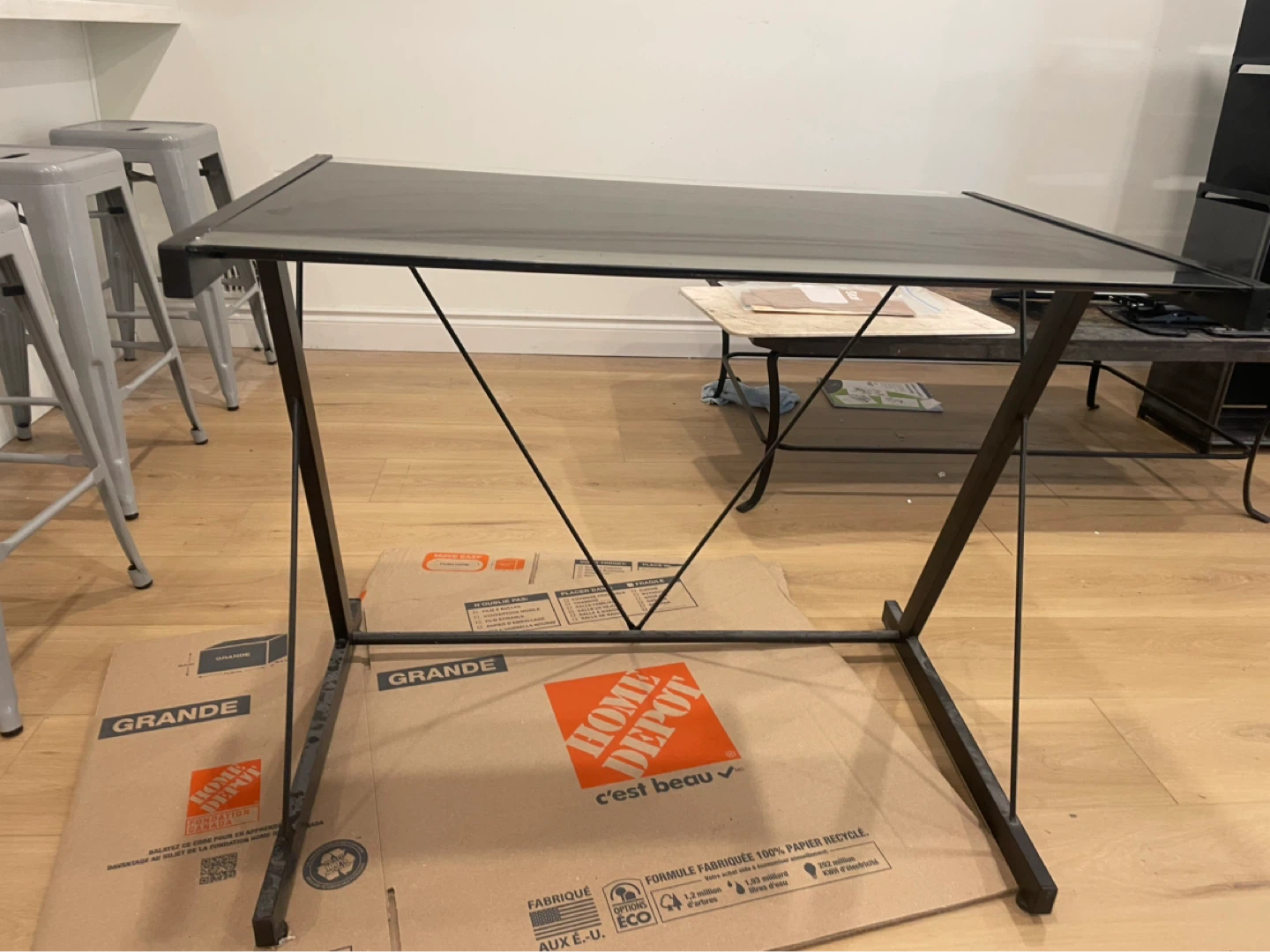 Modern Black Metal and Glass Desk - photo 2