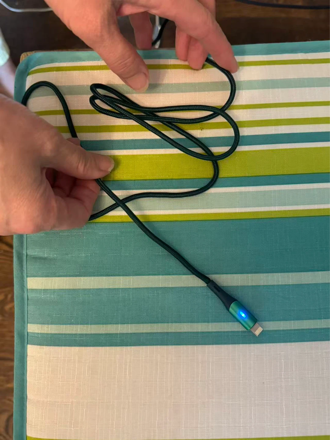 2-meter long data cable with blue indicator light. $17