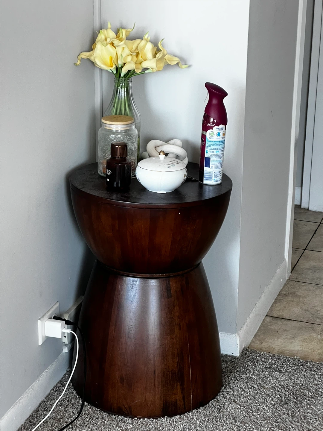 Wooden Drum Accent Side Table - photo 2