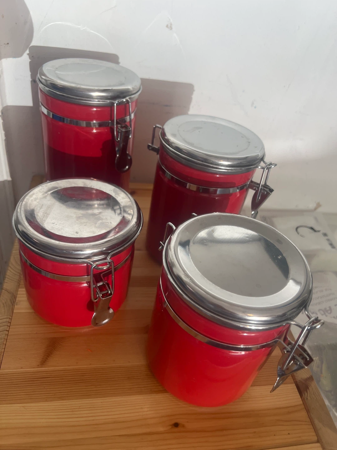 Set of 4 Red Kitchen Canisters - photo 2