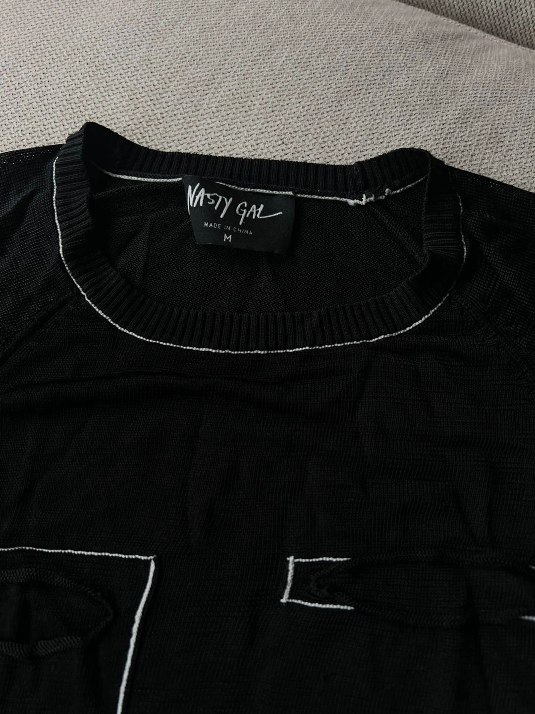 Nasty Gal Black Sheer Knit Sweater Top Size M - photo 2
