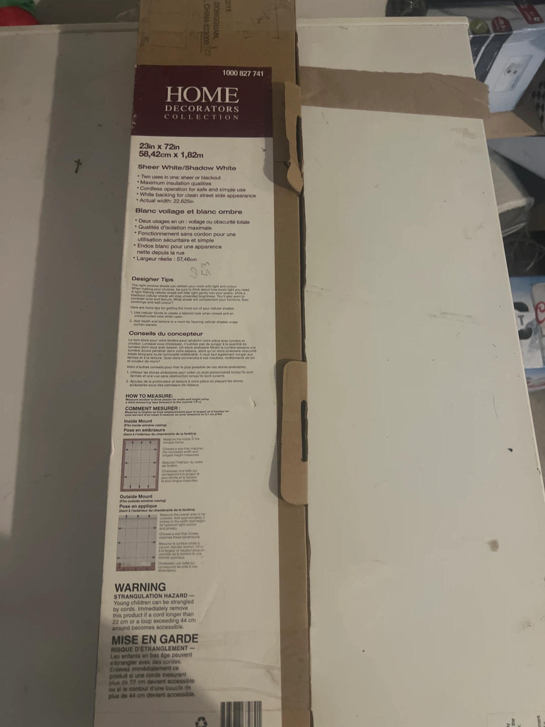 23" x 72" Sheer White/Shadow White Cellular Shade