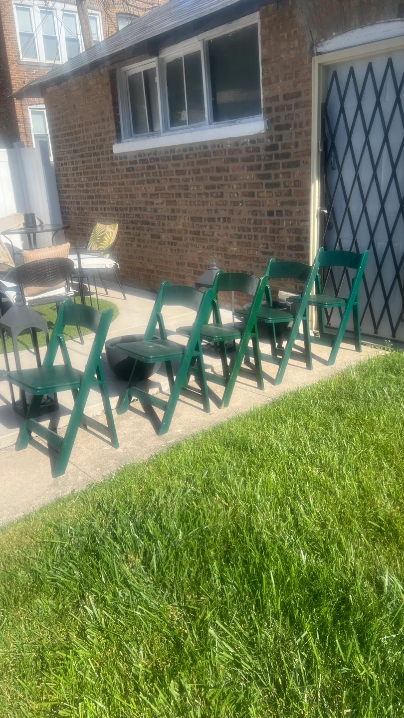 Vintage Green Wooden Folding Chairs