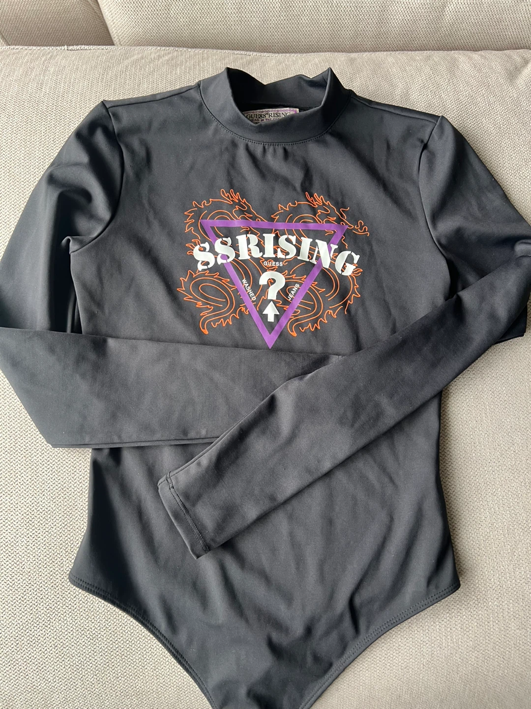 GUESS RISING Black Long Sleeve Bodysuit