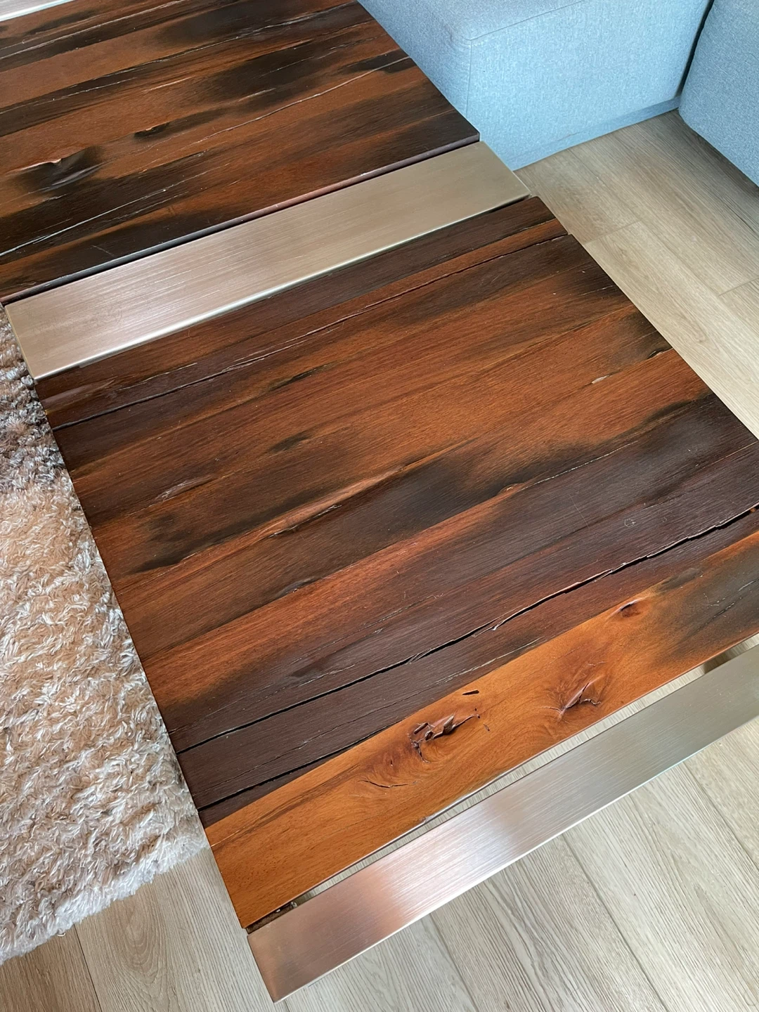 LDK Wooden Coffee Table with Metal Accents