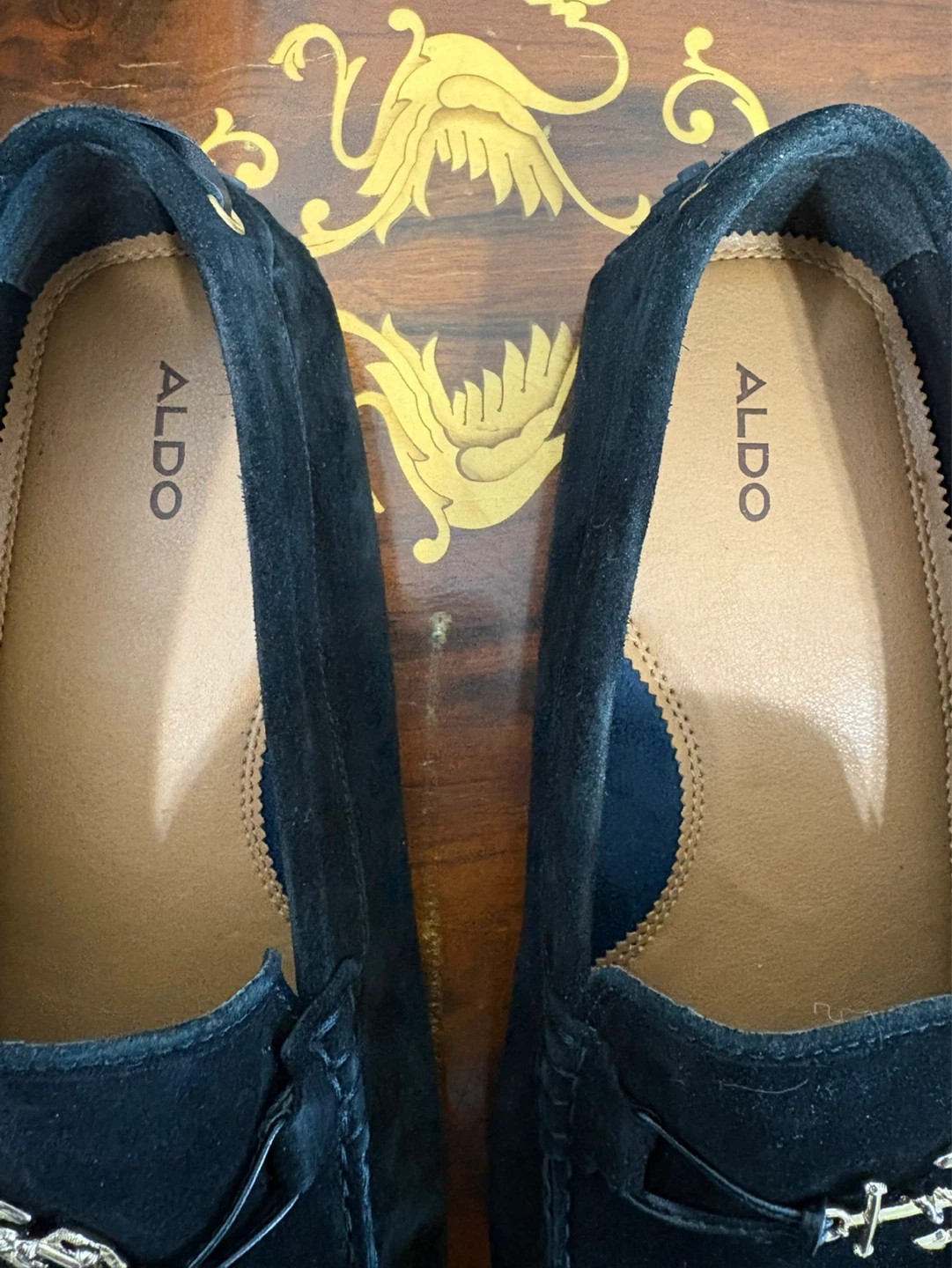 Aldo Black Suede Loafers with Anchor Detail (Size 11) - photo 2