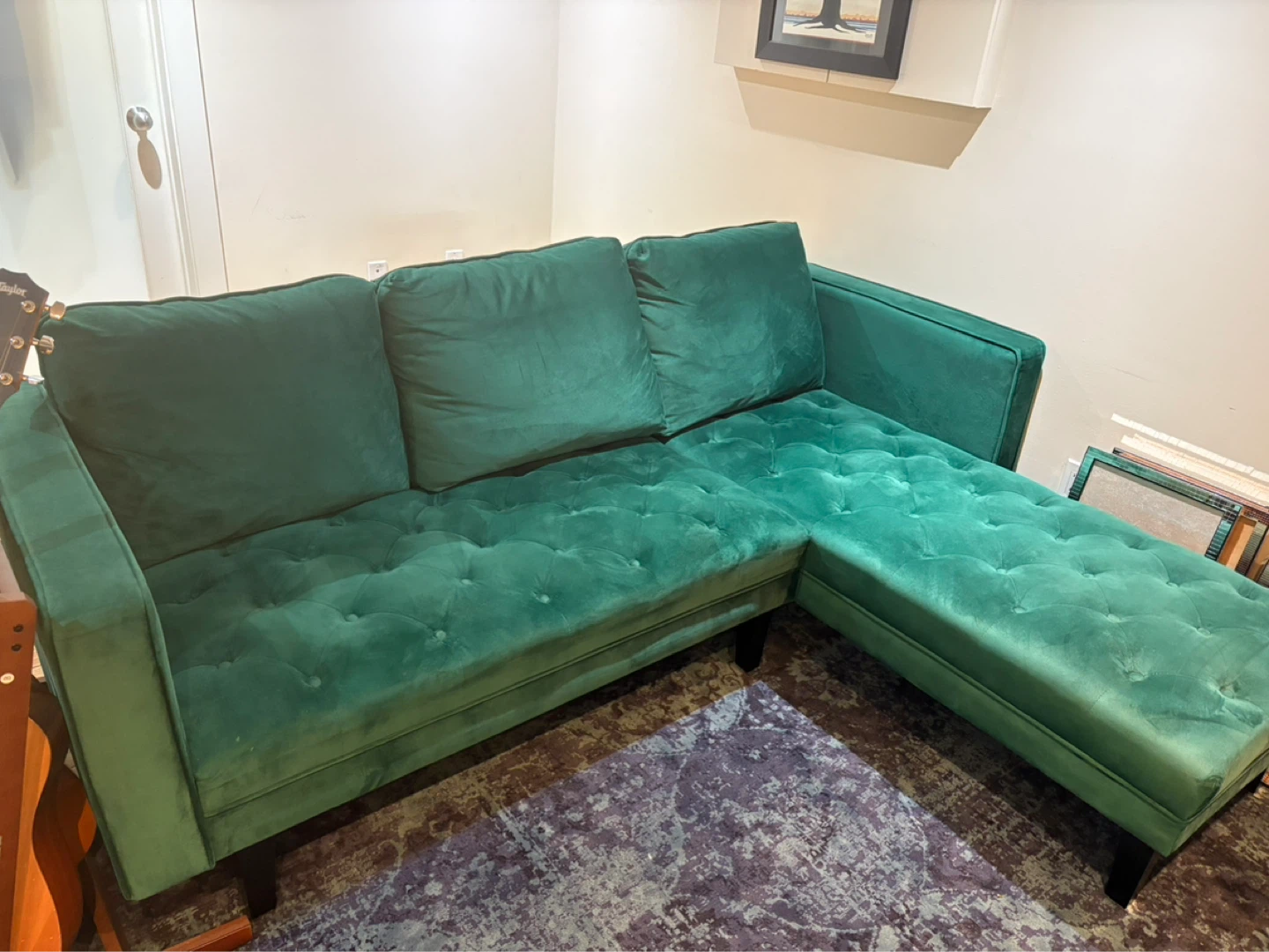 Green Velvet Sectional Couch