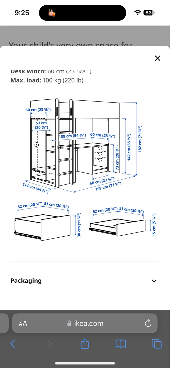 IKEA Loft Bed with Desk and Wardrobe - photo 5