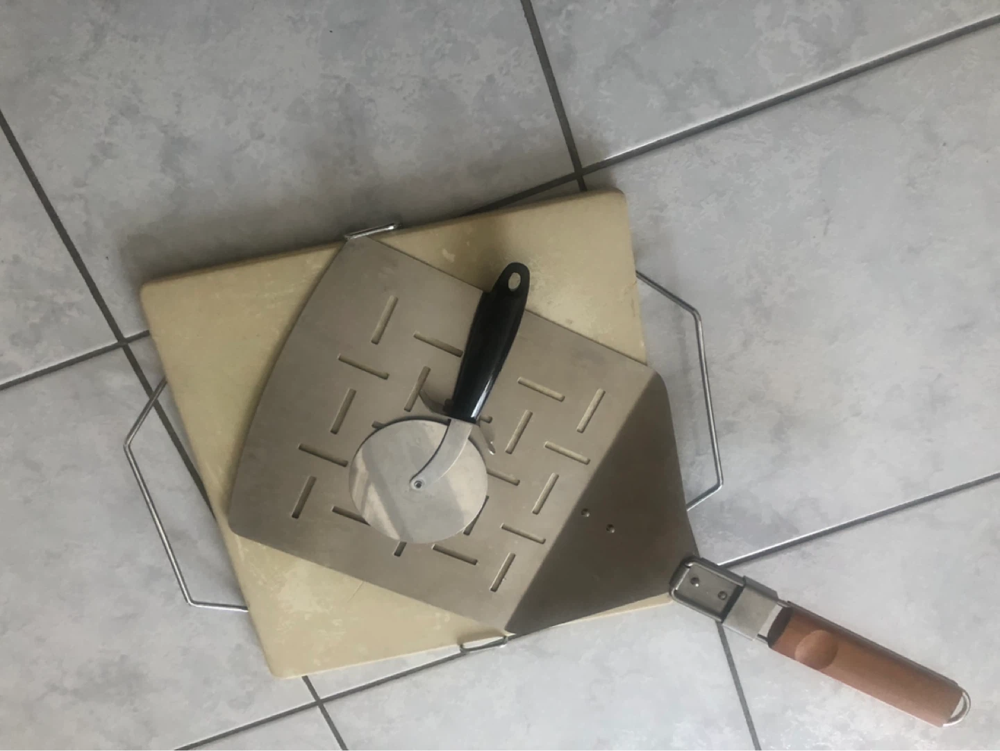 Pizza Stone Set with Peel and Cutter