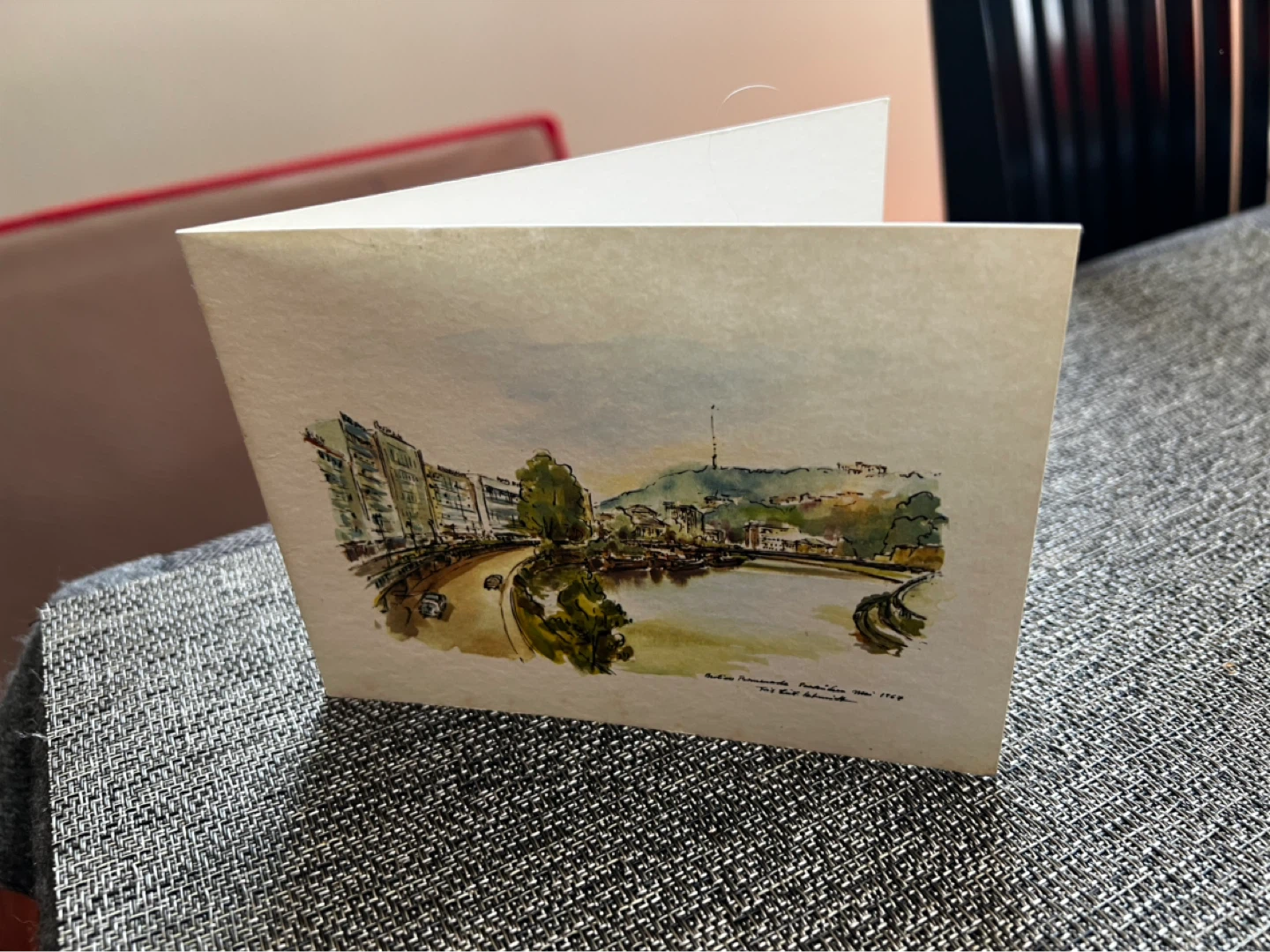 Handmade Watercolour Postcard of a River City - photo 2