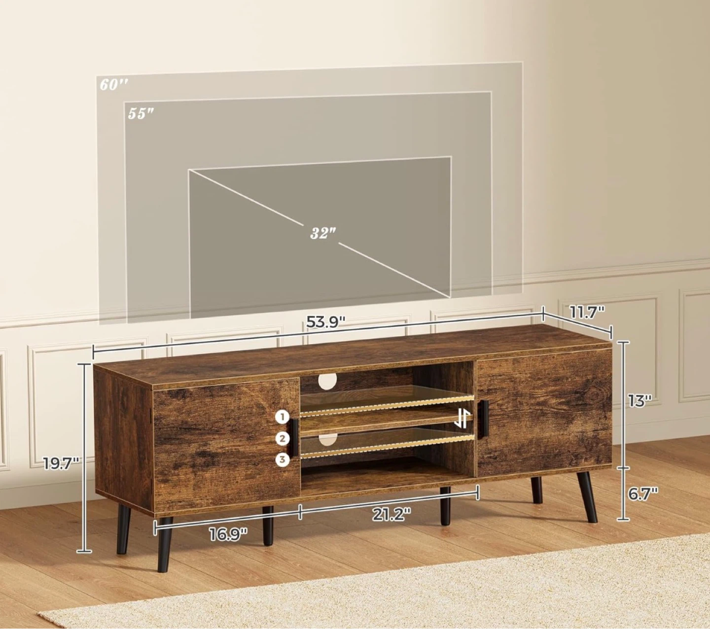Rustic Brown TV Stand with Storage