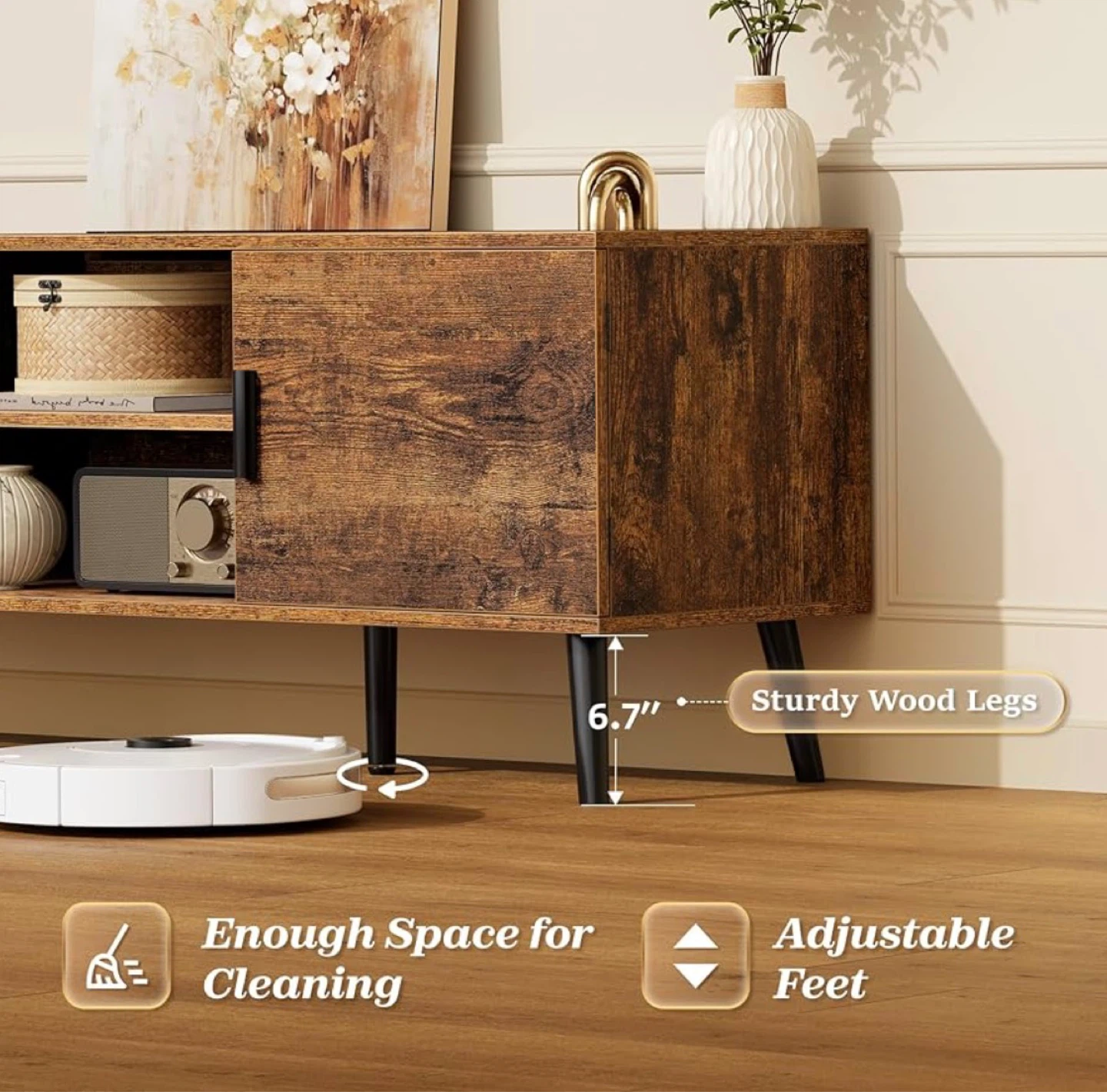 Rustic Brown TV Stand with Storage - photo 2