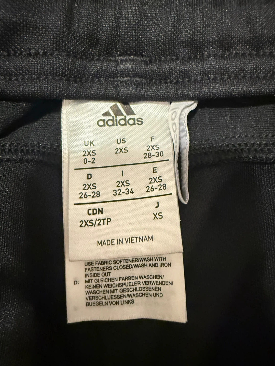 Adidas Black Training Pants with White Stripes - Size 2XS - photo 3