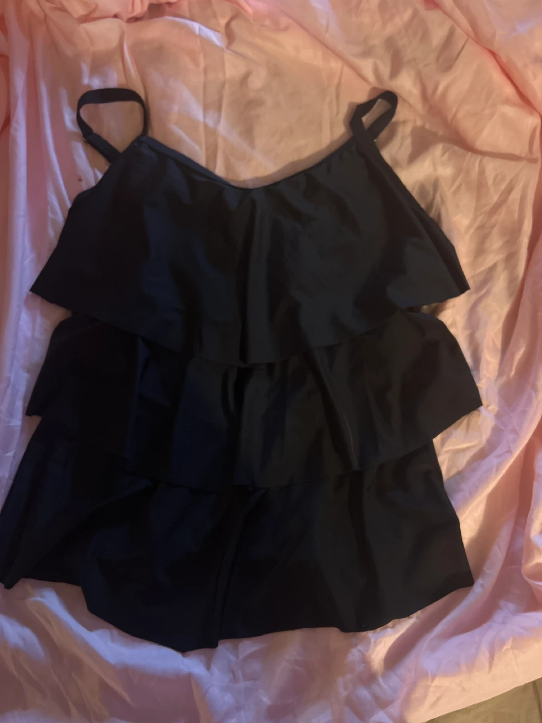 Hanna Nicole Black Ruffle Tankini Swim Top Size 16W