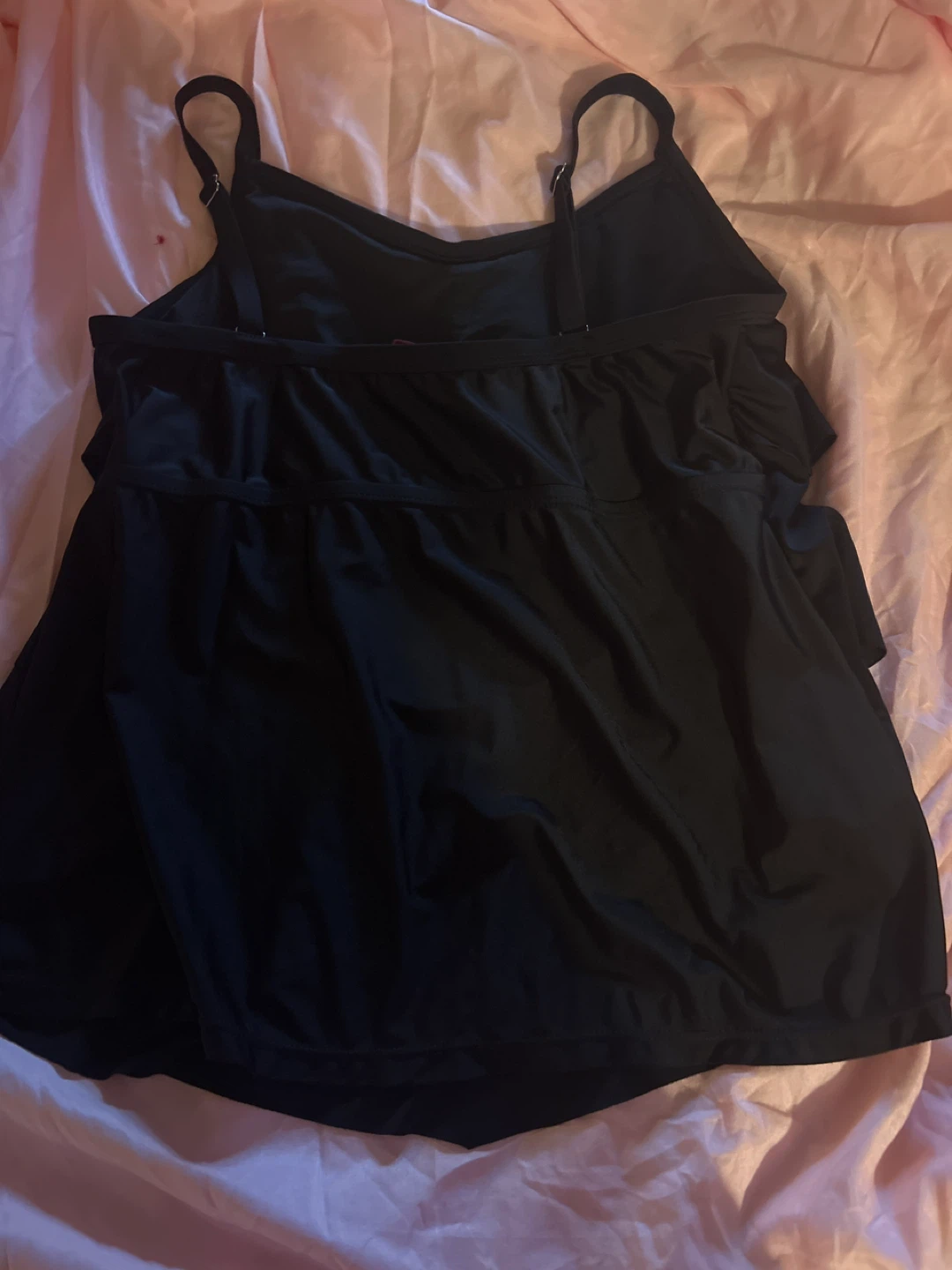 Hanna Nicole Black Ruffle Tankini Swim Top Size 16W - photo 2
