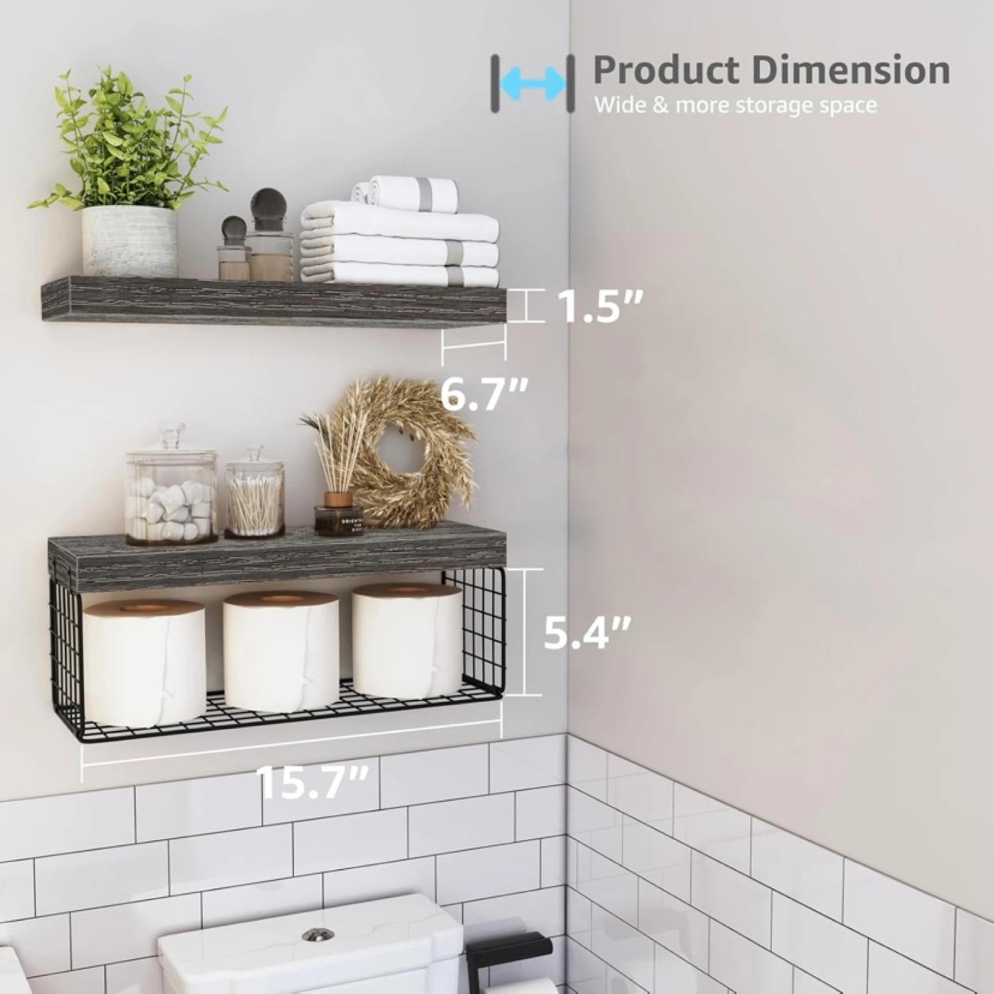 New Floating Bathroom Shelves Grey - photo 2