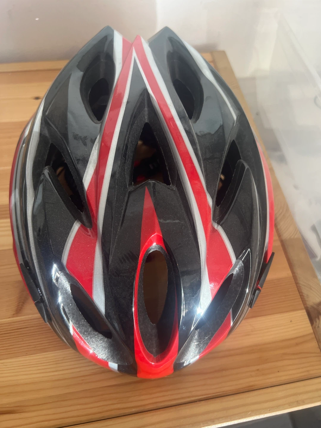 Adult Bike Helmet - Red, Black, and Silver