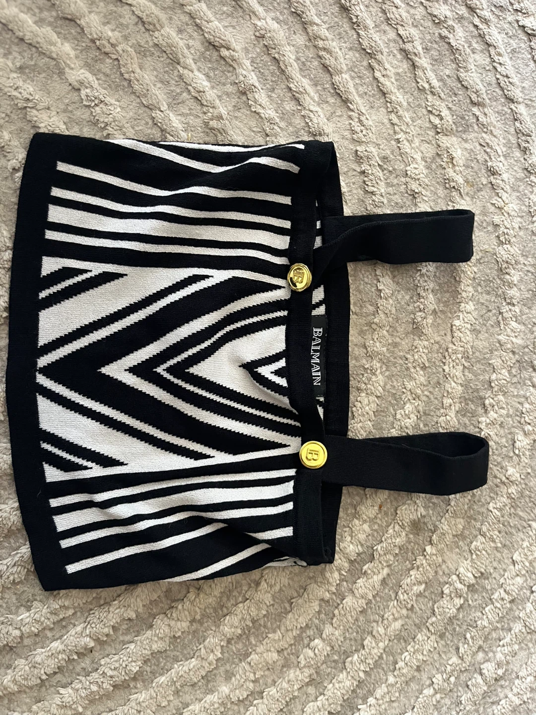 Black & White Knit Crop Top